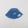 Kids cotton sun bucket hat in Klein blue with light blue embroidered bow detail - CM8006 Embroidery Bow Series / Dark Blue