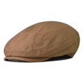 Breathable retro brown flat cap with high-quality fabric texture on white background - Adjustable / Dark Khaki