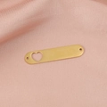 Gold stainless steel rectangle pendant with hollow heart pattern and dual holes - Gold (MP387-6)