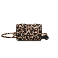 Mini bolso bandolera de leopardo con correas decorativas dobles y hebillas ajustables - Caqui