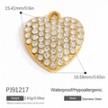 Golden heart-shaped pendant with white crystals, hypoallergenic stainless steel charm - Gold Heart Charm (PJ91217)