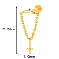 Golden titanium bow stud with cross chain and flat back for ear or lip piercing - Chain Cross Style (0190-4#) / Gold