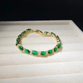 Elegante bracciale tennis placcato oro con zirconi ovali color verde smeraldo - Oro 18K / Oro