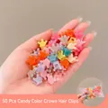 Set di 50 mini mollette a corona in colori pastello per bambine e neonate - 11# Corone color caramella (50 pezzi)