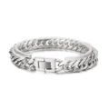 Polished silver double-link Cuban bracelet for men and women with secure jewelry clasp - Steel Color Bracelet (Box Clasp) / 21cm