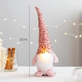 Pink sequined Christmas gnome decoration with LED nose and white beard, 32cm tall - Pink Light-up Short Leg Gnome