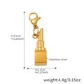Detailed size chart of gold lipstick-shaped stainless steel pendant with measurements - Gold Lipstick Pendant