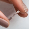 Sparkling rose gold pavé zircon infinity ring with a delicate woven cross design - Twisted Woven Style (F1232) Rose Gold