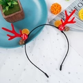 Christmas reindeer antler headband with plush mushrooms, pine cones and red flocking horns - Style 41 Red Antler Brown Ball Mushroom