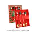 Golden Christmas spoon and fork set with Santa Claus and tree charms in a gift box - Medium Window 4PCS Red Box Set / Gold