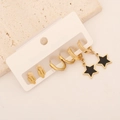 Set di tre paia di orecchini in acciaio dorato con stelle e cactus su supporto a carta - 2# Stile Stella e Cactus
