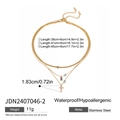 Collier multicouche en acier inoxydable avec pendentif croix et gemme violette - Style Pendentif Croix Triple Couche et Rectangle Violet (JDN2407046-2) / Or