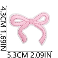 Pink cherry bow embroidered patch showing precise product dimensions of 5.3x4.3cm - Pink Bow Style One