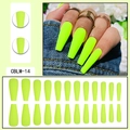 Set completo di 24 unghie finte lunghe a bara in verde neon fluorescente - Verde Neon (CBLM-14)