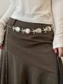 Silver ocean style butterfly waist chain with starfish shell motifs and faux pearls - Silver Starfish Shell K0187A