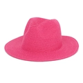 Cappello Fedora classico in paglia rosa acceso con tesa larga e trama a spirale - Viola rosato