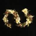 Christmas garland with white magnolia, pine cones, red berries and warm LED lights - White Magnolia Snow Flocked Pine Garland (With LED Light)