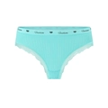 Blue low-rise lace thong in ribbed cotton fabric with a heart pattern elastic waistband - Light Green