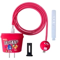 Red M&M's cartoon style silicone 5-piece charger and cable protector kit for iPhone - M&M's Red / Five-Piece Set