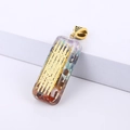 Rectangular resin Orgone pendant with colorful chakra stones and gold rune symbols - Style E Rectangle Without Chain