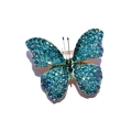 Elegante spilla a farfalla dorata con cristalli blu e strass per giacche da donna - Spilla a Farfalla / Blu