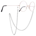 Rose gold round metal glasses with silver link chain on white background - Steel Color (KSC112-Z)