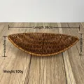 Brown boat-shaped woven bread basket, 28x14x4cm synthetic rattan tray for snacks - Leaf-Shaped Small / Dark Coffee