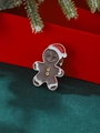 Broche bonhomme de pain d'épices de Noël en émail marron avec bonnet de fête rouge - Bonhomme de Pain d'Épices (6074)