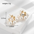 Elegant gold-finished C-shaped earrings with graduated pearls and premium metal texture - ER-903 C-Shape Pave Pearl Earrings