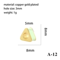 Gold plated copper triangle bead for DIY bracelets with dimensions 5x8x8mm and 3mm hole - Gold Triangle (A-12)