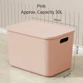 Pink 30L stackable storage box with lid and side handles for clothes and toys - Giant (41x30.5x24.5cm) / Pink