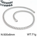 Collier chaîne cubaine en acier inoxydable argenté 500x8mm avec fermoir robuste - Collier Argent 500x8mm