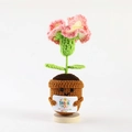 Pink crochet carnation in a brown pot with Thank You card for teachers or gift - Carnation Potted Pink Gradient (No Base)