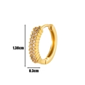 Golden cartilage hoop earring with double row of zircons measuring 1.38cm in height - Double Row Pave Rhinestone Style / Golden Yellow