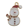 Ciondolo natalizio a forma di pupazzo di neve in smalto rosso e bianco con bordi dorati per DIY - Pupazzo di Neve Bianco (14170) / 1 Pezzo (15x24mm) / Bianco