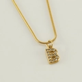 Golden snake chain necklace featuring a crystal-encrusted letter B pendant charm - Letter B