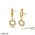 Detailed size guide for 18k gold stainless steel hoop earrings with crystal charm - Round Rhinestone Pendant Style (TE6843-G)