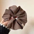 Elastico per capelli marrone con strass a stella, pois ed etichetta hand made - Marrone