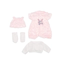Pink and white 4-piece doll outfit set with romper, hat, top and socks for 18-inch dolls - Pink Plush Romper 4-Piece Set
