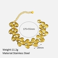 Pulsera de eslabones de acero inoxidable dorado con motivos de estrella grabada - Pulsera de Gota de Agua