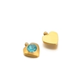 Ciondolo a cuore dorato con una vivace gemma rotonda sfaccettata di colore blu chiaro - 6mm / Cuore Oro Blu