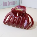 Elegant deep red translucent flower hair claw clip with golden metal spring - #4abs Red - Octopus / Bulk (No Packaging)