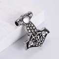 Solid stainless steel Viking Thor's Hammer Mjölnir pendant with Celtic knot engravings - Steel Color Pendant (Without Chain)