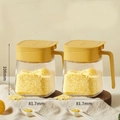 Sunset yellow airtight spice jar set in borosilicate glass, 108mm height size - 2-Piece Set Airtight Spice Jar | Lemon Yellow (600ml Total)