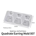 Translucent white silicone resin mold for six different sizes of trapezoid DIY earrings - Quadrilateral Earring Mold 007