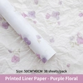 Purple floral tissue paper for flower bouquet wrapping 50x40cm 38 sheets pack - Printed Inner Lining Paper - Purple Floral / 50*40cm (38 Sheets/Pack)