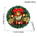 30cm Christmas wreath with red bow, gold bells and Merry Christmas sign on white background - J1-2 Gift Pack Style