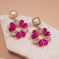 Orecchini vintage in oro con perle quadrate e girasoli in strass rosa eleganti - Viola