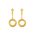 Minimalistische 18K vergoldete Edelstahl-Ohrhänger mit geprägten runden Anhängern - Gravierte Runde Anhänger / Gold