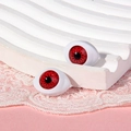 Macro di occhi per bambole 14x19mm con iridi rosse su sfondo di pizzo rosa - Rosso
